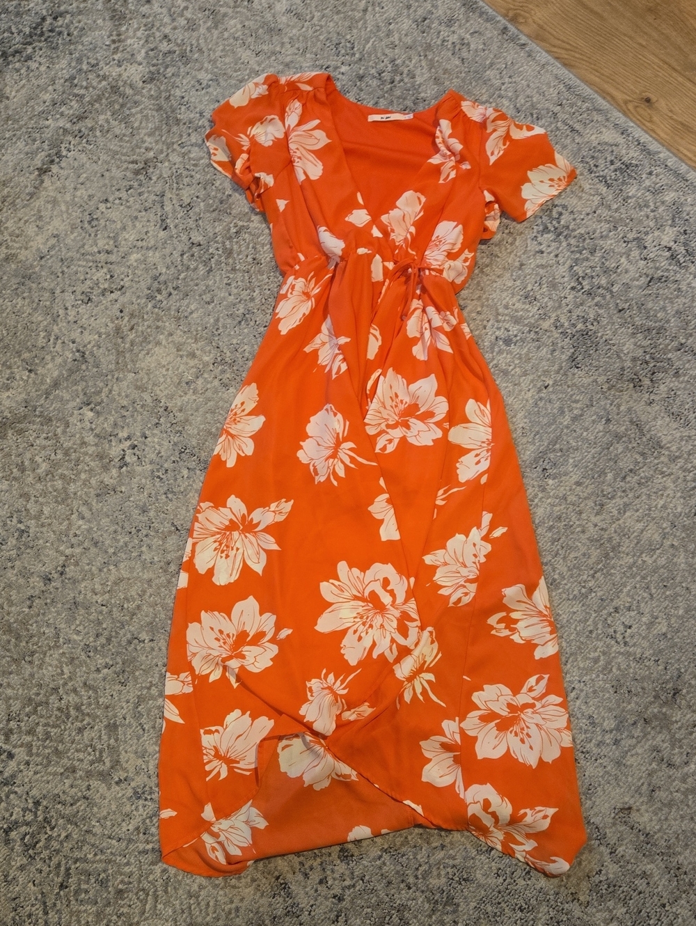 miami Orange/coral Floral Wrap Maxi Dress